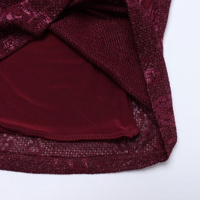 ラメデザイン生地VネックTワンピースS （Bordeaux Rosso）｜詳細画像