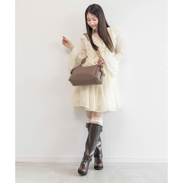 サイドポケットナイロンショルダーバッグ （BROWN）