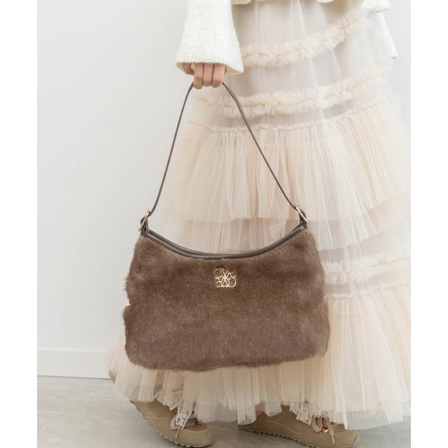 フェイクファーワンショルダーバッグ （BROWN）