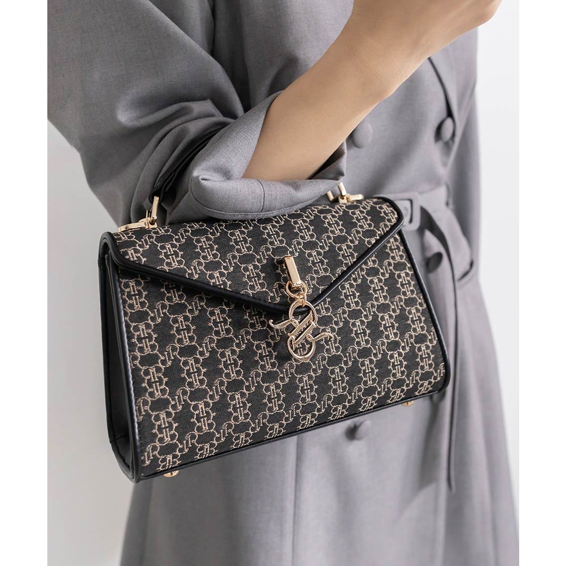 ランダ RANDA モノグラムチャーム2WAYバッグ （BLACK） -ファッション 