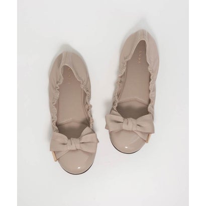 ランダ RANDA リボンギャザーエナメルフラットパンプス （BEIGE）｜詳細画像