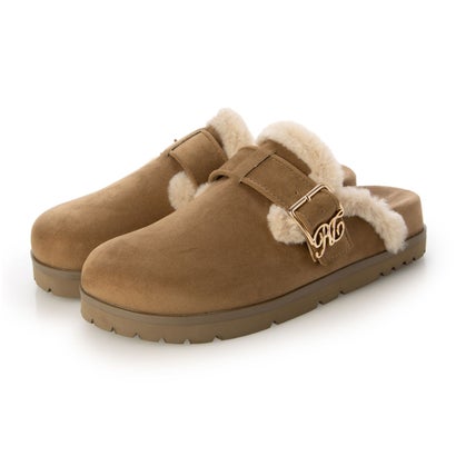 ファー×モノグラムバックルフラットサボシューズ （BEIGE）｜詳細画像