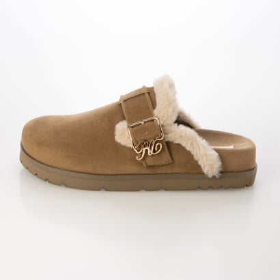ファー×モノグラムバックルフラットサボシューズ （BEIGE）｜詳細画像