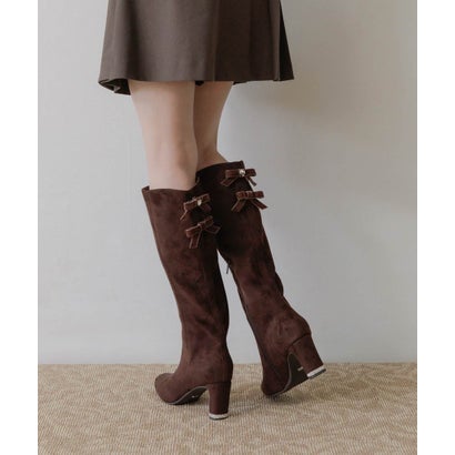 【Classical Ribbon Collection】2WAYバックリボンデザインロングブーツ （BROWN）｜詳細画像