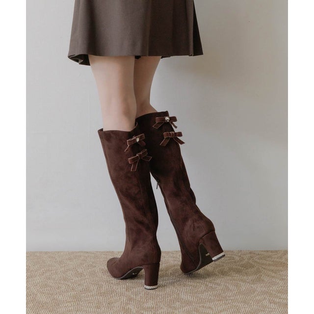 【Classical Ribbon Collection】2WAYバックリボンデザインロングブーツ （BROWN）