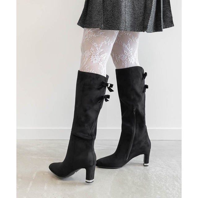 【Classical Ribbon Collection】2WAYバックリボンデザインロングブーツ （BLACK）
