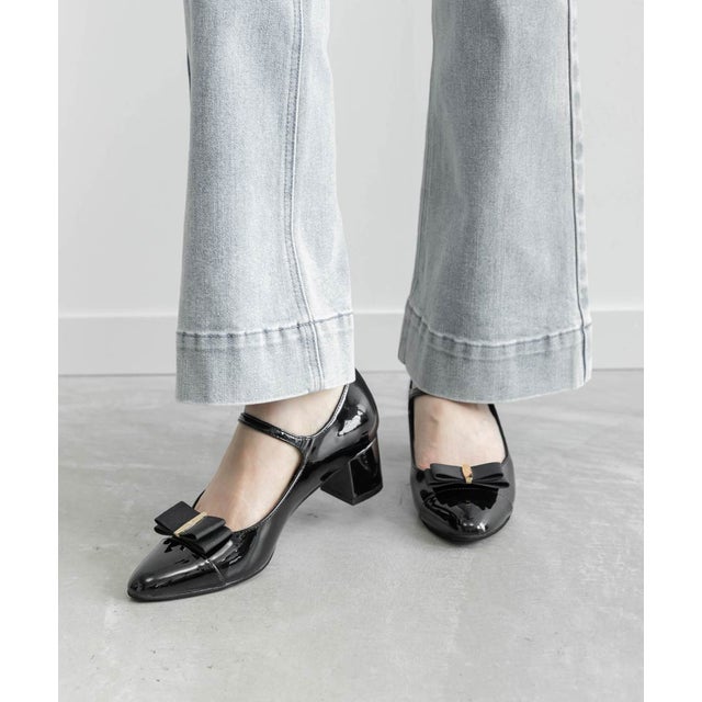 2WAY クラシカルリボンストラップパンプス （BLACK）