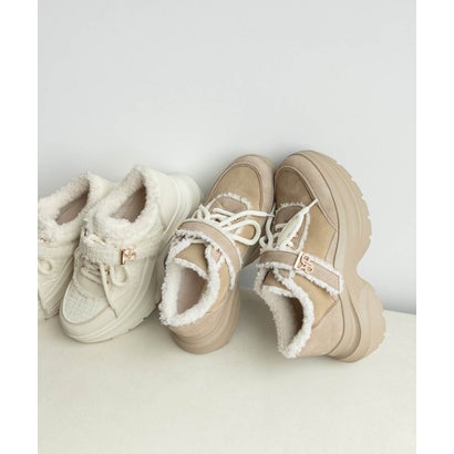★ボアトリムボリュームソールスニーカー （BEIGE）｜詳細画像