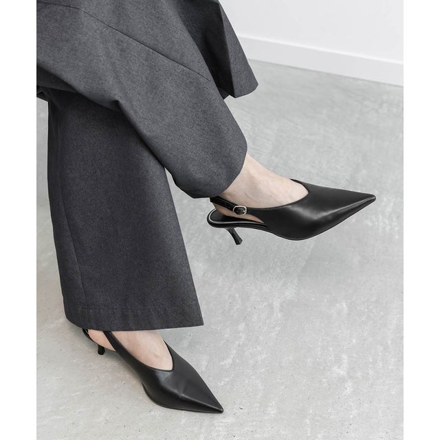 ポインテッドトゥバックストラップパンプス （BLACK）