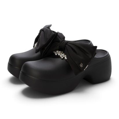 4WAY リボンデザインリカバリークロッグサンダル （BLACK）｜詳細画像