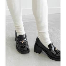 ヒールアップタッセルローファー （BLACK）