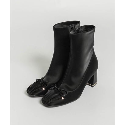 ランダ RANDA リボンデザインギャザートゥショートブーツ （BLACK）｜詳細画像