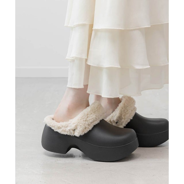 ボアデザインリカバリークロッグサンダル （BLACK）