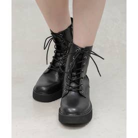ボリュームソールレースアップショートブーツ （BLACK）