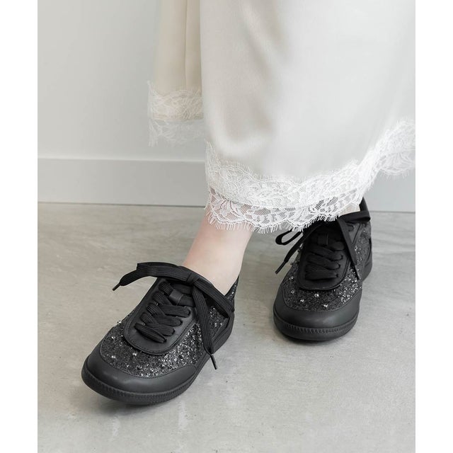 ビジュー×グリッタースニーカー （BLACK）