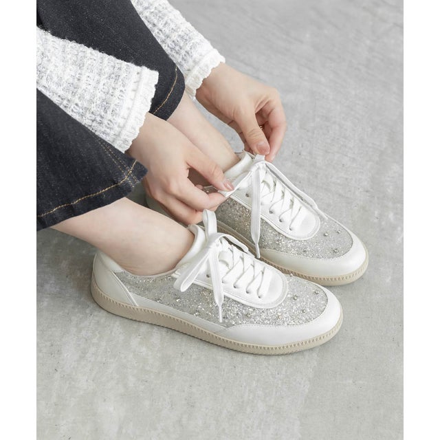 ビジュー×グリッタースニーカー （IVORY）