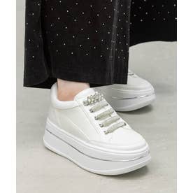 ビジューデザインプラットフォームスニーカー （WHITE）