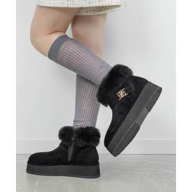 モノグラムベルトムートンショートブーツ （BLACK）