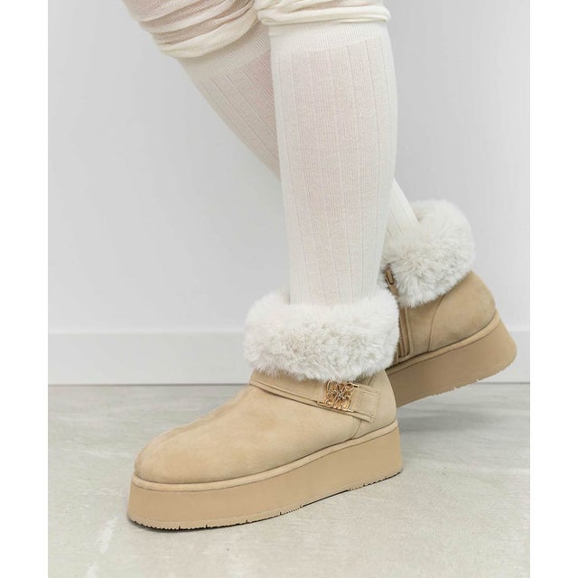モノグラムベルトムートンショートブーツ （BEIGE）
