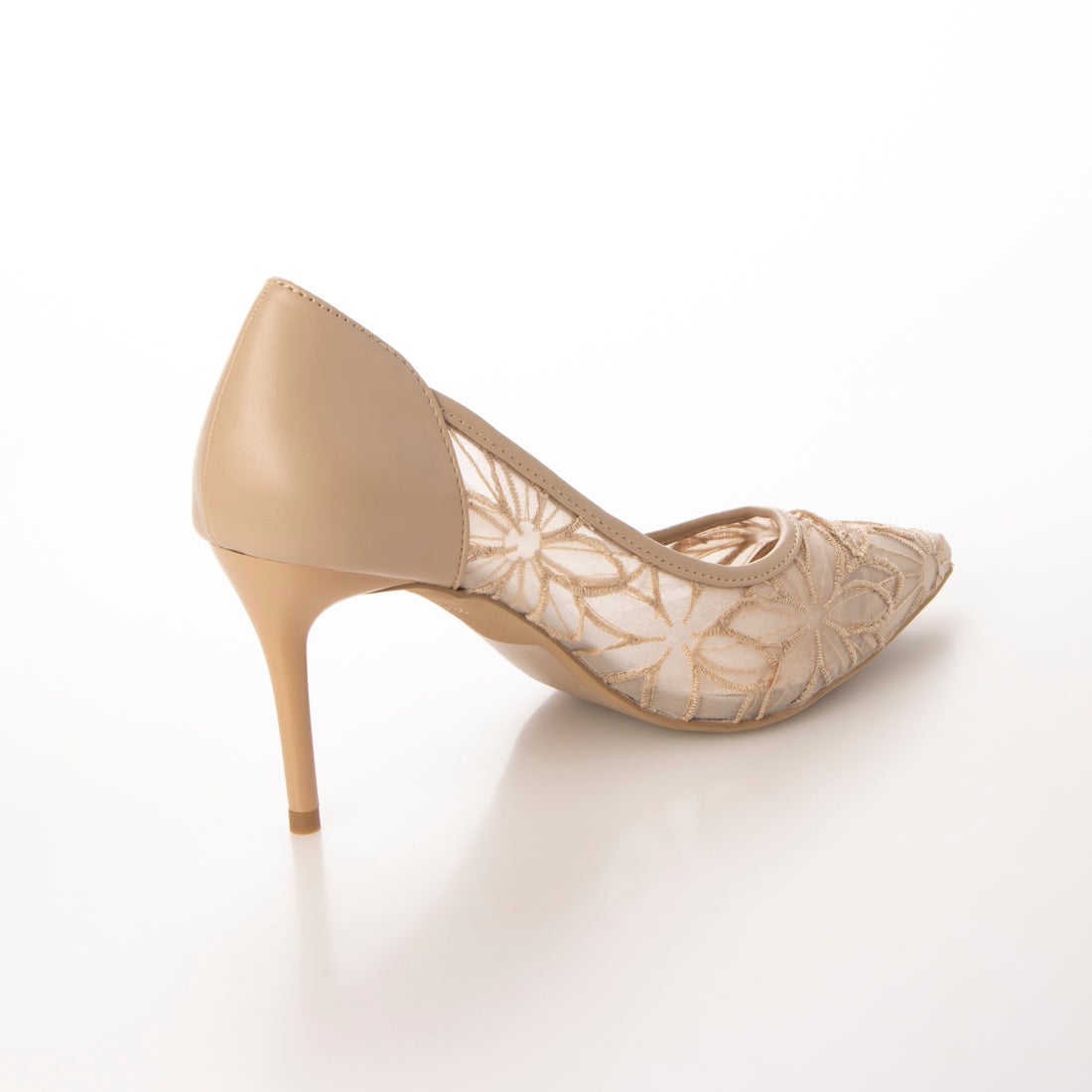 ランダ RANDA フラワー刺繍シースルーパンプス （BEIGE） -靴