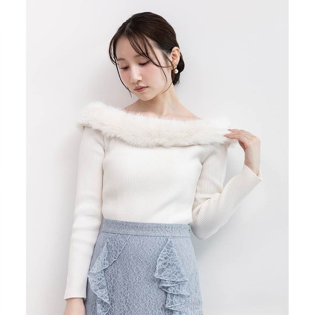 オフショルファーニットトップス （IVORY）