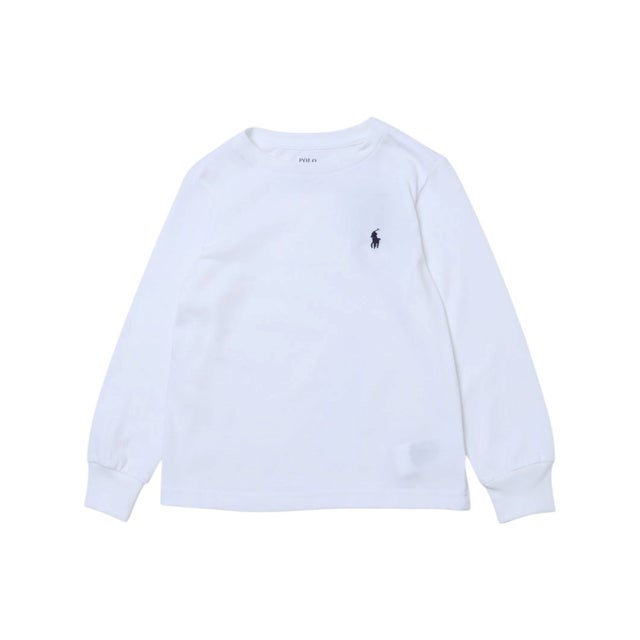 ボーイズライン コットン ロングスリーブ クルーネックTシャツ （ホワイト）