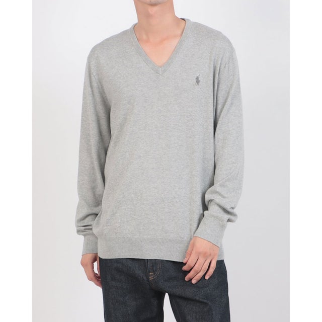 ポニーワンポイント スリムフィット Ⅴネック長袖ニット （ANDOVER HEATHER）