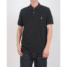 カスタムスリム ソリッドメッシュ コットン 半袖ポロシャツ （BLACK MARL HEATHER）