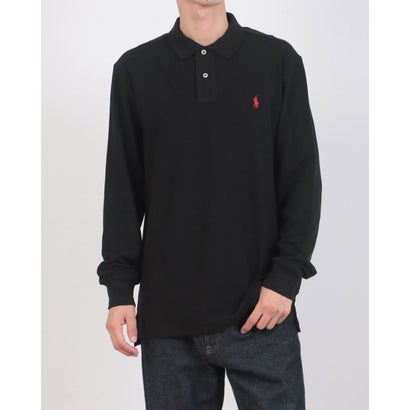 ラルフローレン RALPH LAUREN カスタムスリム ソリッドメッシュ コットン 長袖ポロシャツ （POLO BLACK/C3870）｜詳細画像