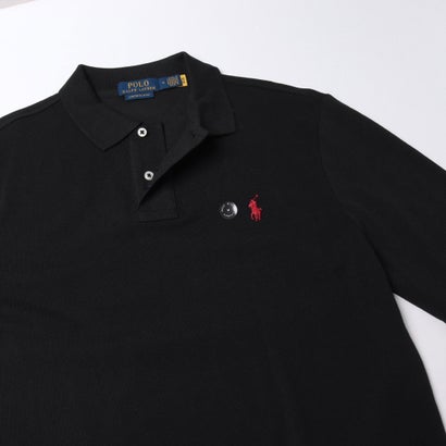 カスタムスリム ソリッドメッシュ コットン 長袖ポロシャツ （POLO BLACK/C3870）｜詳細画像