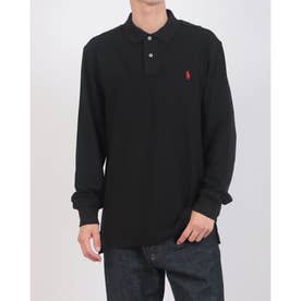 カスタムスリム ソリッドメッシュ コットン 長袖ポロシャツ （POLO BLACK/C3870）