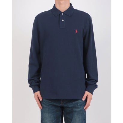 ラルフローレン RALPH LAUREN カスタムスリム ソリッドメッシュ コットン 長袖ポロシャツ （NEWPORT NAVY/C3870）｜詳細画像