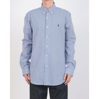 ポニーワンポイント カスタムフィット ボタンダウン 長袖コットンシャツ （BLUE/WHITE BENGAL STRIPE）｜詳細画像