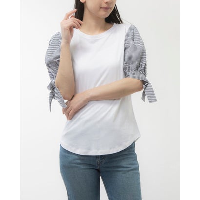 ラルフローレン RALPH LAUREN 袖ストライプの2トーンTシャツ （ホワイト）｜詳細画像