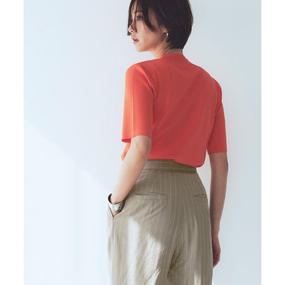 リネン混ストライプストレートパンツ （グレージュ）｜詳細画像