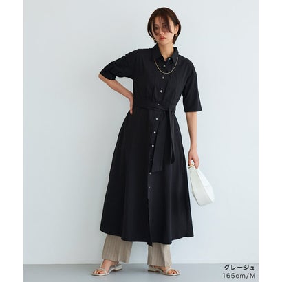 リネン混ストライプストレートパンツ （グレージュ）｜詳細画像