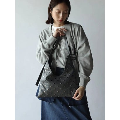 メタルスタッズ ワンショルダーバッグ （グレー）｜詳細画像