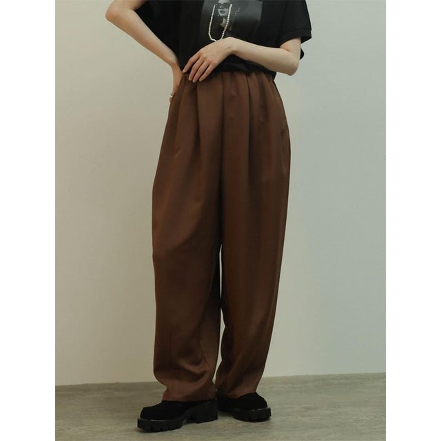 タックコクーンワイドパンツ （ブラウン）