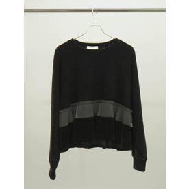 畦編みヘムフリルカットソー （ブラック）