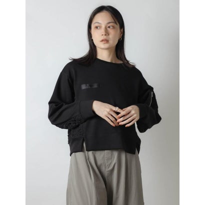 フラワーレースドッキングニットプルオーバー （杢グレー）｜詳細画像