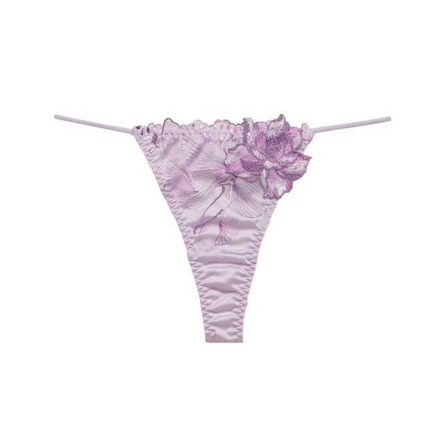 オーバーフラワー エンブロイダリーレース Tバック 【返品不可商品】 （PURPLE）