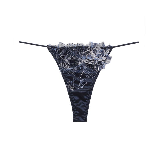 オーバーフラワー エンブロイダリーレース Tバック 【返品不可商品】 （NAVY）