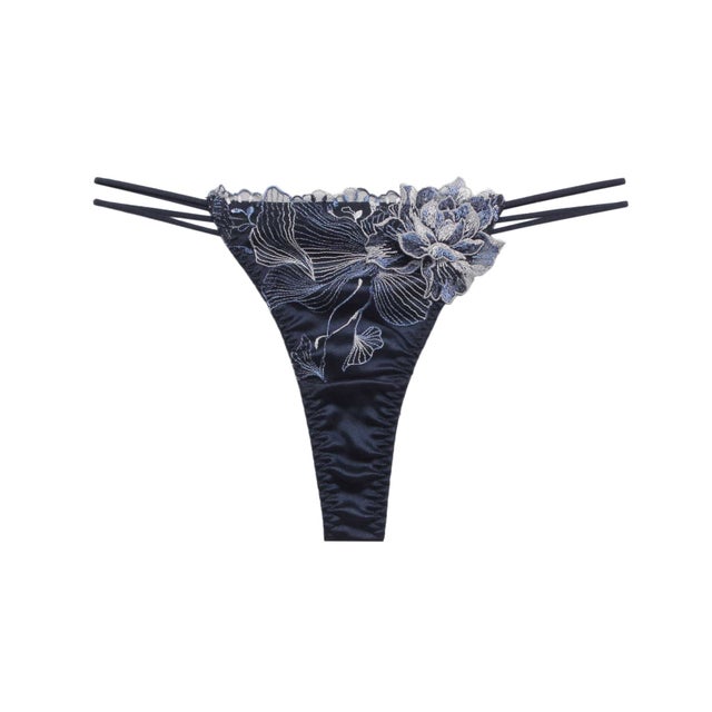 オーバーフラワー ストレッチレース Tバック 【返品不可商品】 （NAVY）