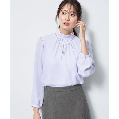 【通勤／セレモニー】プチハイネック シフォンブラウス （ブラック(019)）｜詳細画像