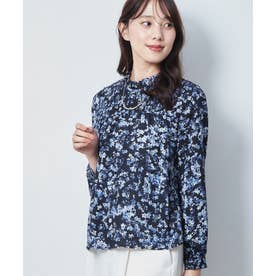 【セットアップ可】フラワー柄シフォンブラウス （ネイビー(194)）