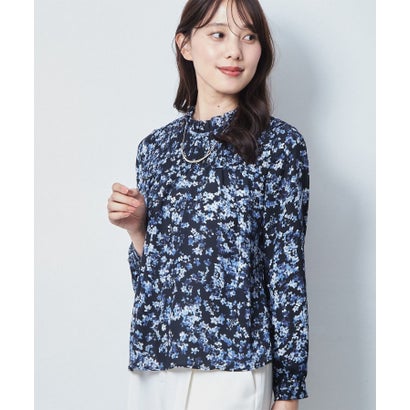 【セットアップ可】フラワー柄シフォンブラウス （ブラック(119)）｜詳細画像
