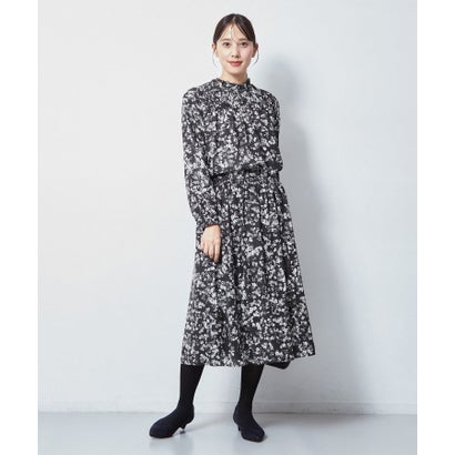 【セットアップ可】フラワー柄シフォンブラウス （ブラック(119)）｜詳細画像