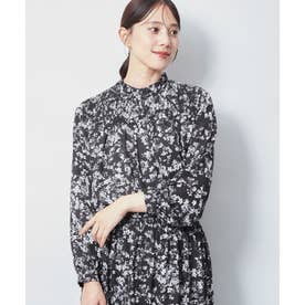 【セットアップ可】フラワー柄シフォンブラウス （ブラック(119)）