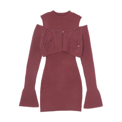 ケーブルカーデアンサンブルミニワンピース （ブラック）｜詳細画像