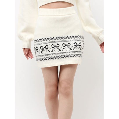 ノルディックニットミニスカート【セットアップ着用可能】 （ホワイト）｜詳細画像